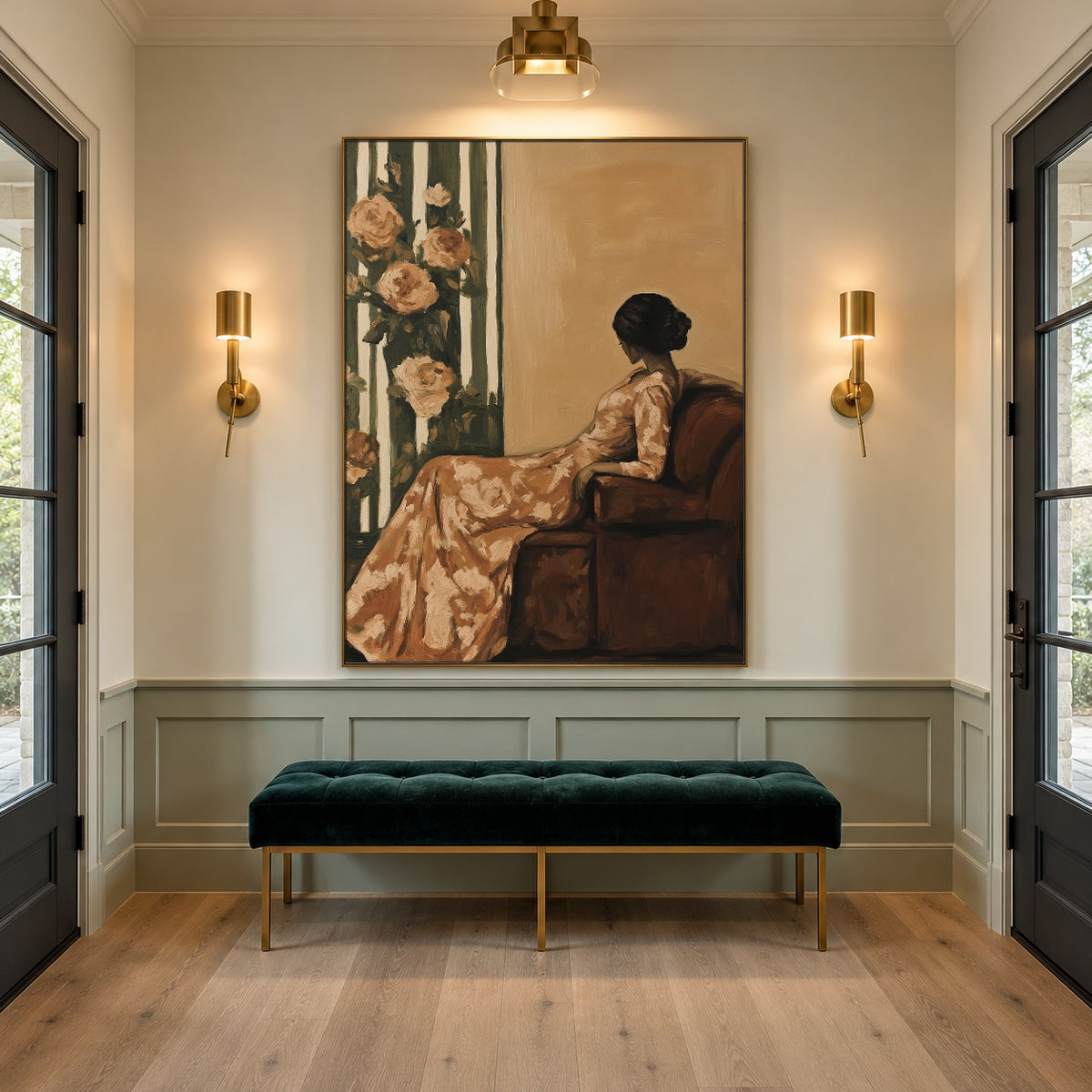 An Hour Among Roses - interior setting 5 - expressive contemporary art painting