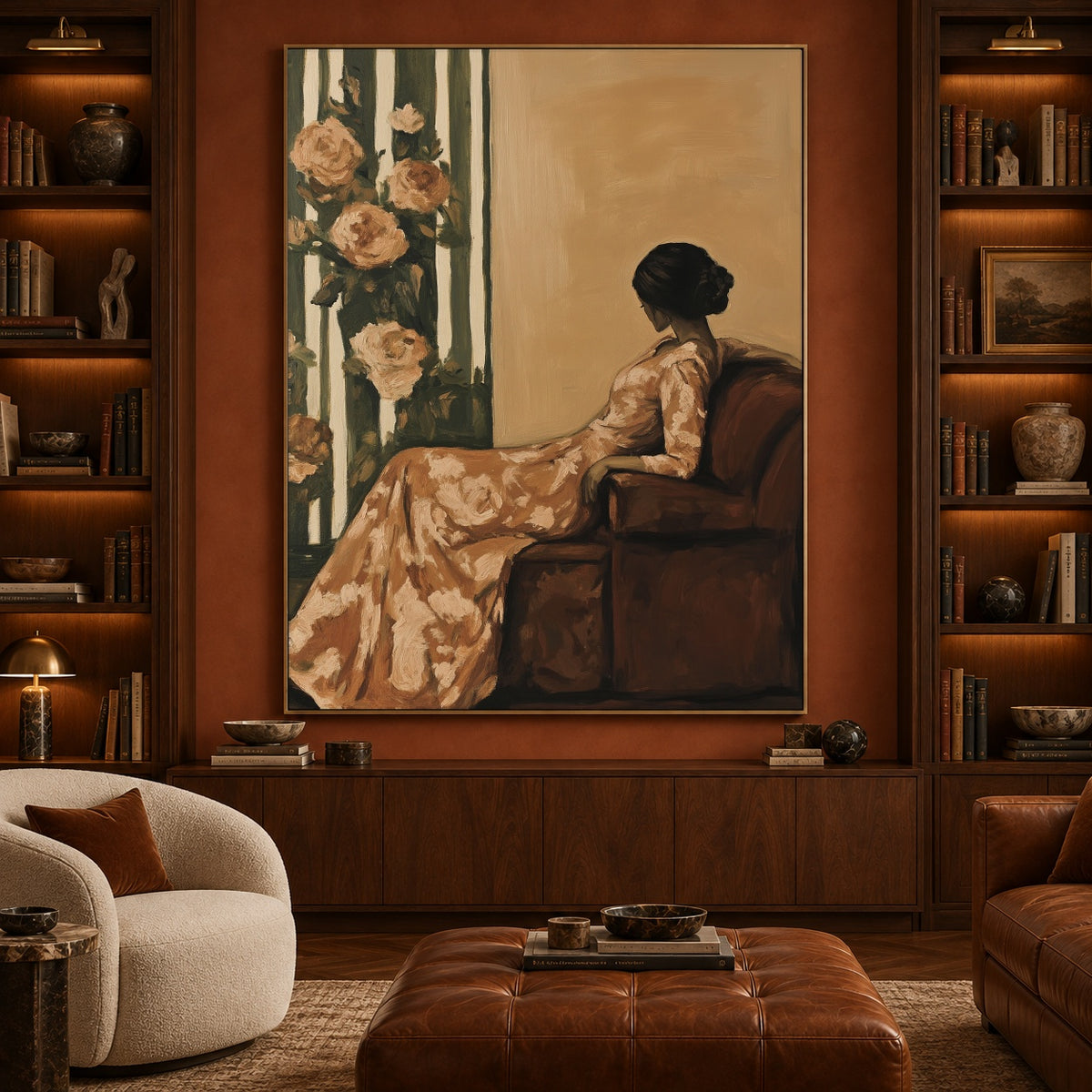 An Hour Among Roses - interior setting 7 - expressive contemporary art painting