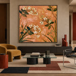 Apricot Blossom Song - interior setting 3 - expressive contemporary art painting