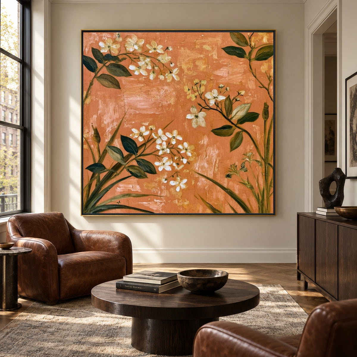 Apricot Blossom Song - interior setting 5 - expressive contemporary art painting