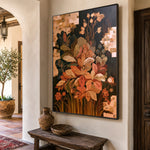 Autumn Bouquet Collage - oblique view - expressive contemporary art painting
