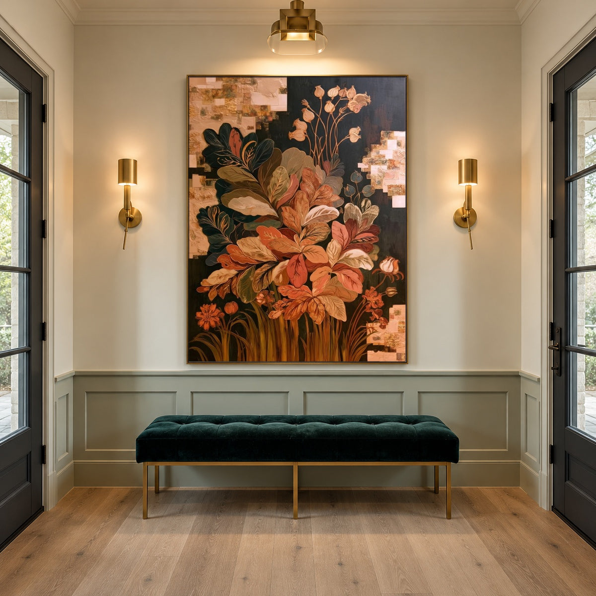 Autumn Bouquet Collage - interior setting 5 - expressive contemporary art painting
