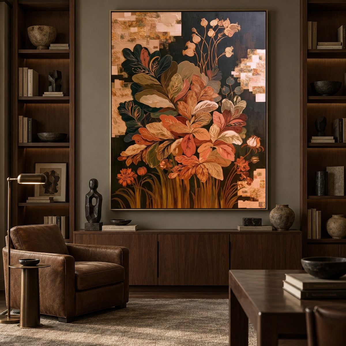 Autumn Bouquet Collage - interior setting 6 - expressive contemporary art painting