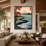 Autumn Water Toward Fuji - front-view living-room hero - expressive contemporary art painting