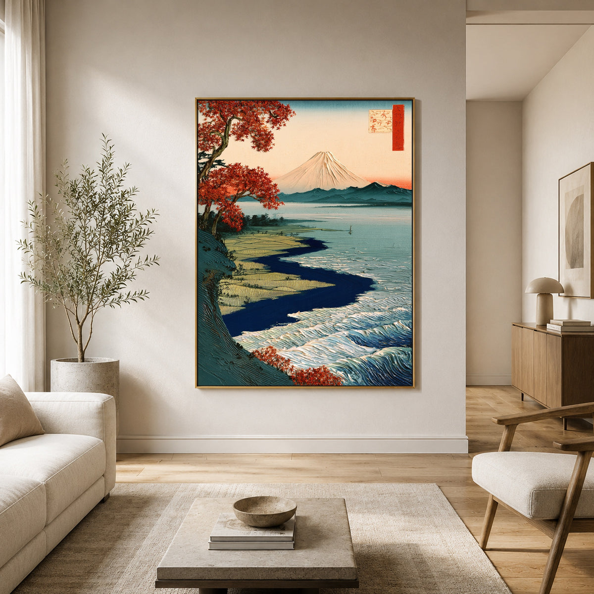 Autumn Water Toward Fuji - interior setting 3 - expressive contemporary art painting