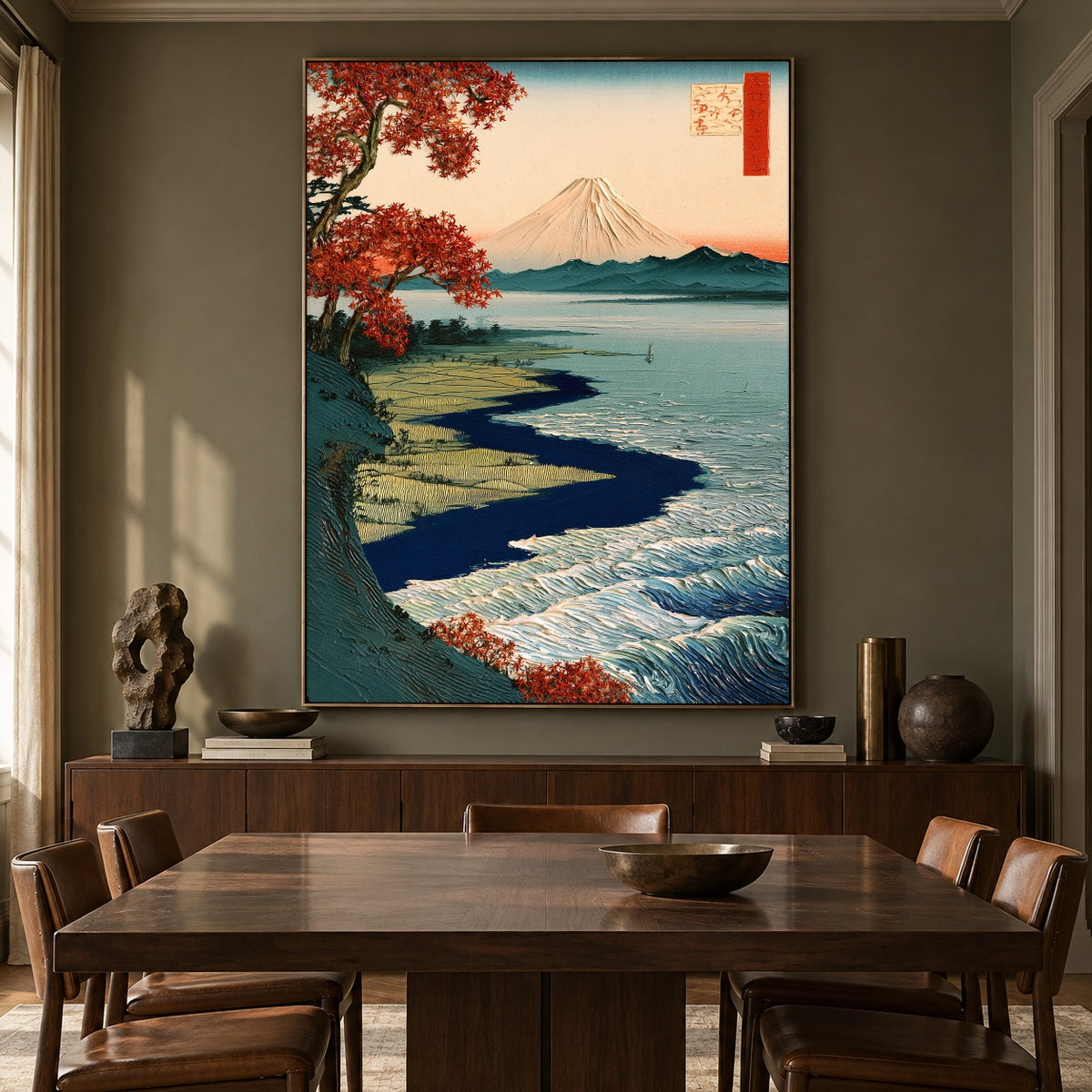 Autumn Water Toward Fuji - interior setting 8 - expressive contemporary art painting