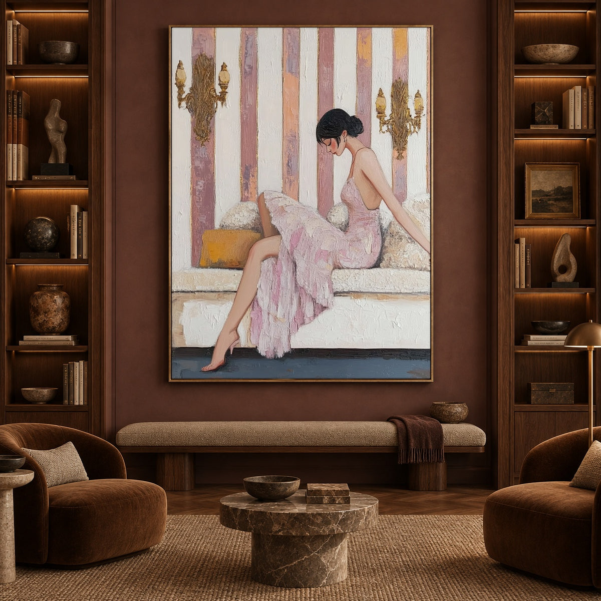 Before the Evening Begins - interior setting 3 - expressive contemporary art painting