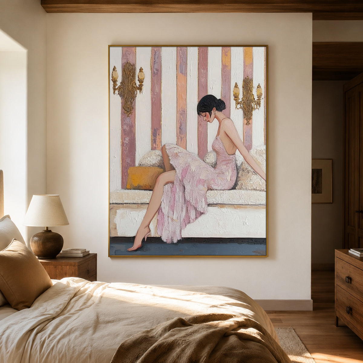 Before the Evening Begins - interior setting 5 - expressive contemporary art painting
