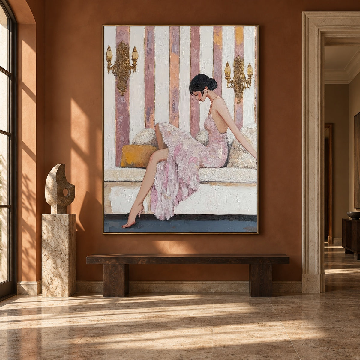 Before the Evening Begins - interior setting 6 - expressive contemporary art painting