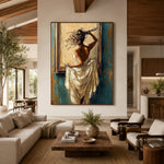 Before the Golden Mirror - interior setting 3 - expressive contemporary art painting