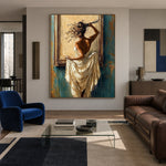 Before the Golden Mirror - interior setting 4 - expressive contemporary art painting