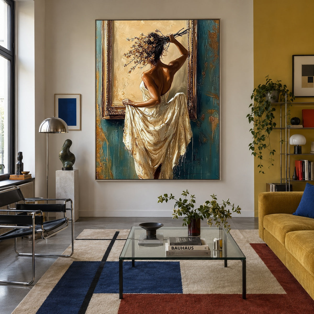 Before the Golden Mirror - interior setting 5 - expressive contemporary art painting