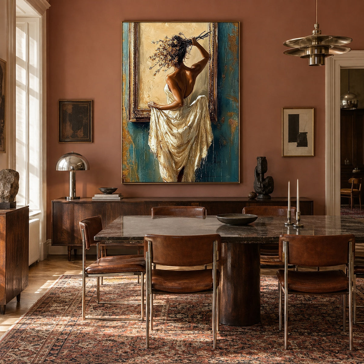 Before the Golden Mirror - interior setting 6 - expressive contemporary art painting