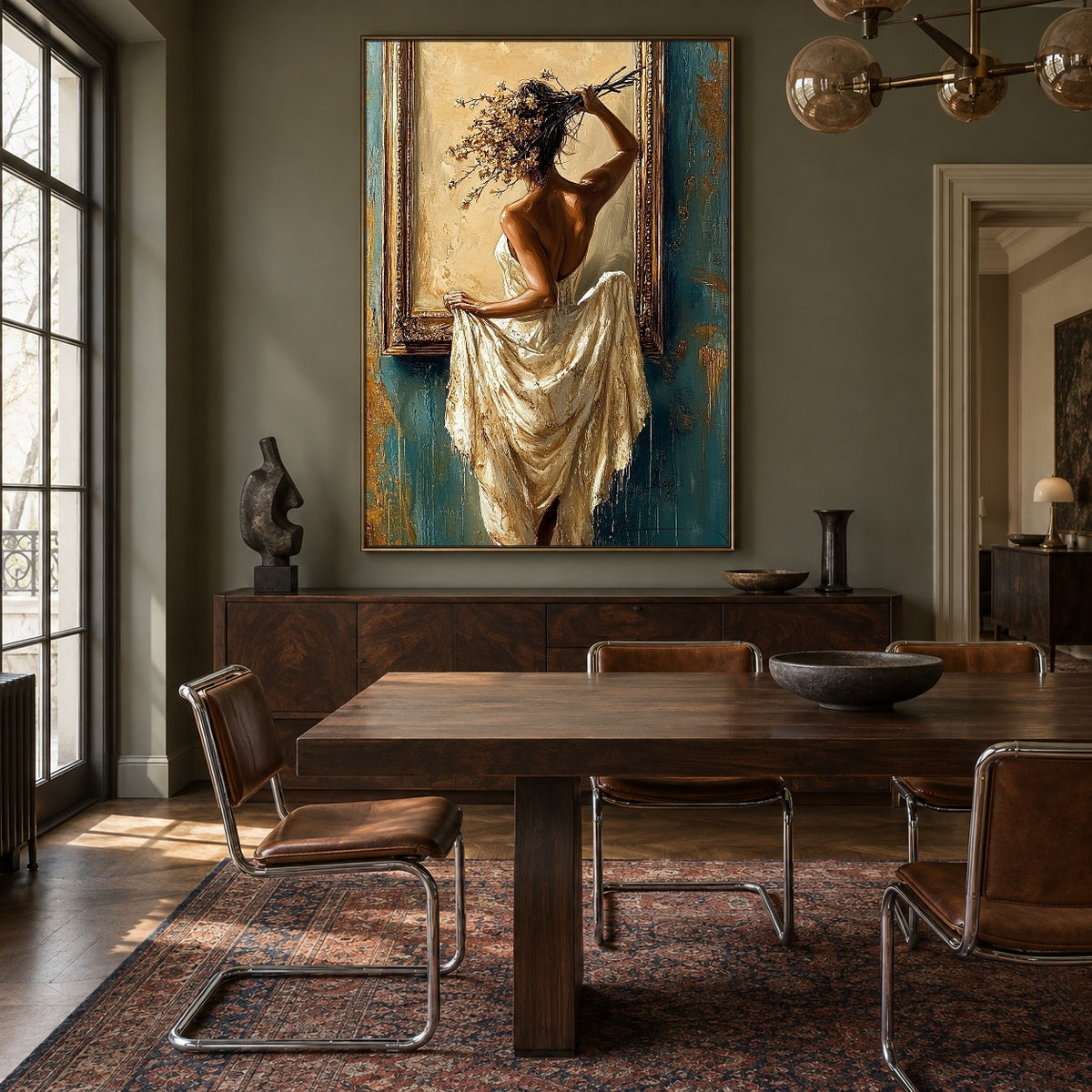 Before the Golden Mirror - interior setting 7 - expressive contemporary art painting