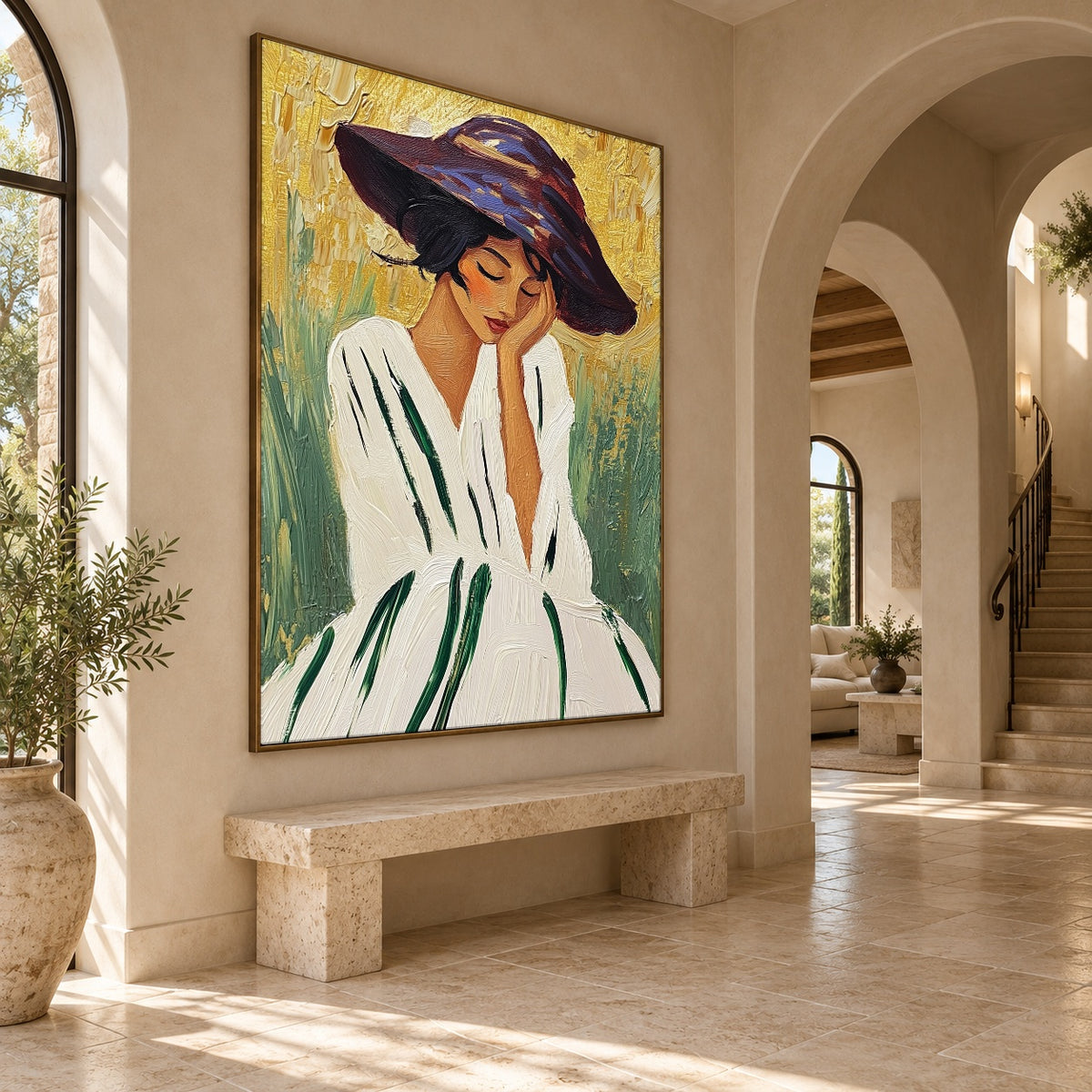 Beneath a Violet Brim - oblique view - expressive contemporary art painting