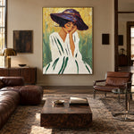 Beneath a Violet Brim - interior setting 3 - expressive contemporary art painting