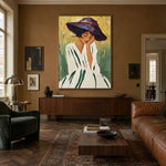 Beneath a Violet Brim - interior setting 4 - expressive contemporary art painting