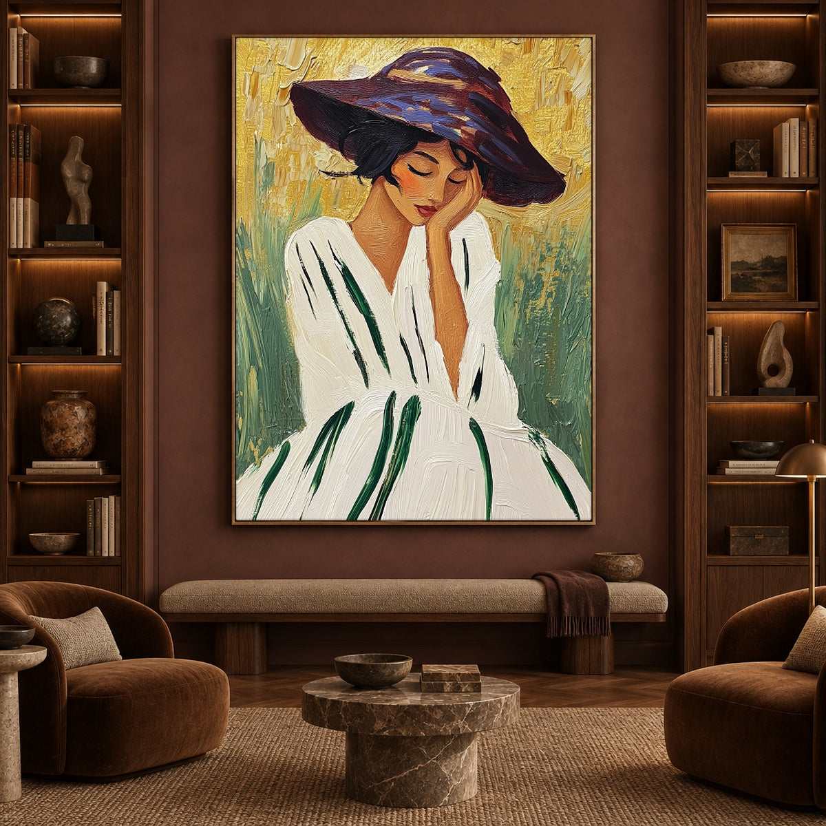 Beneath a Violet Brim - interior setting 6 - expressive contemporary art painting