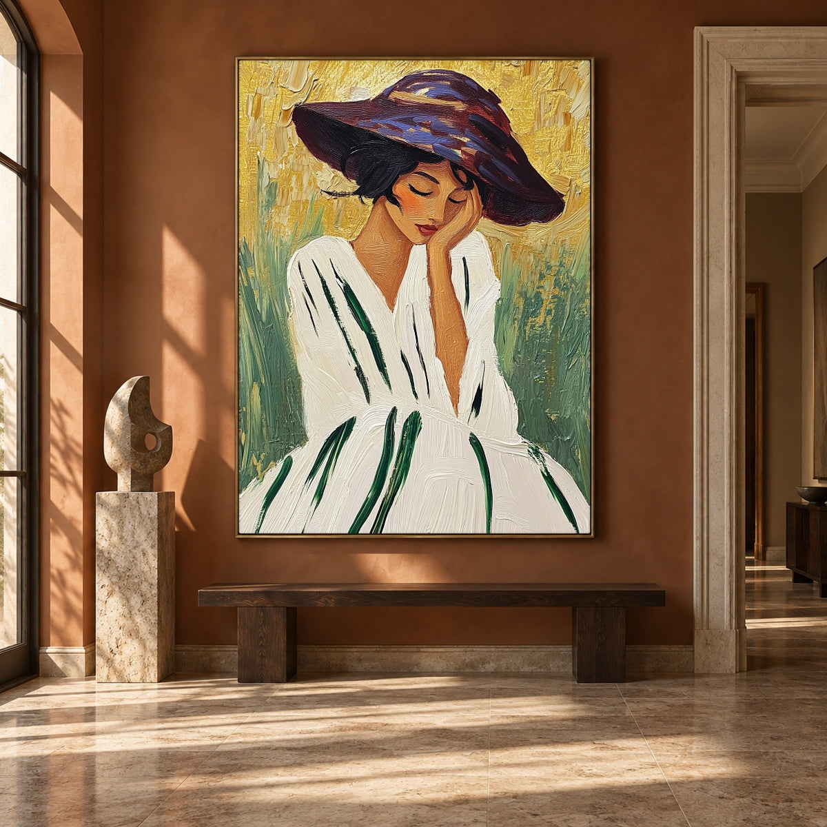 Beneath a Violet Brim - interior setting 8 - expressive contemporary art painting