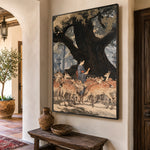 Beneath the Ancient Tree - oblique view - expressive contemporary art painting