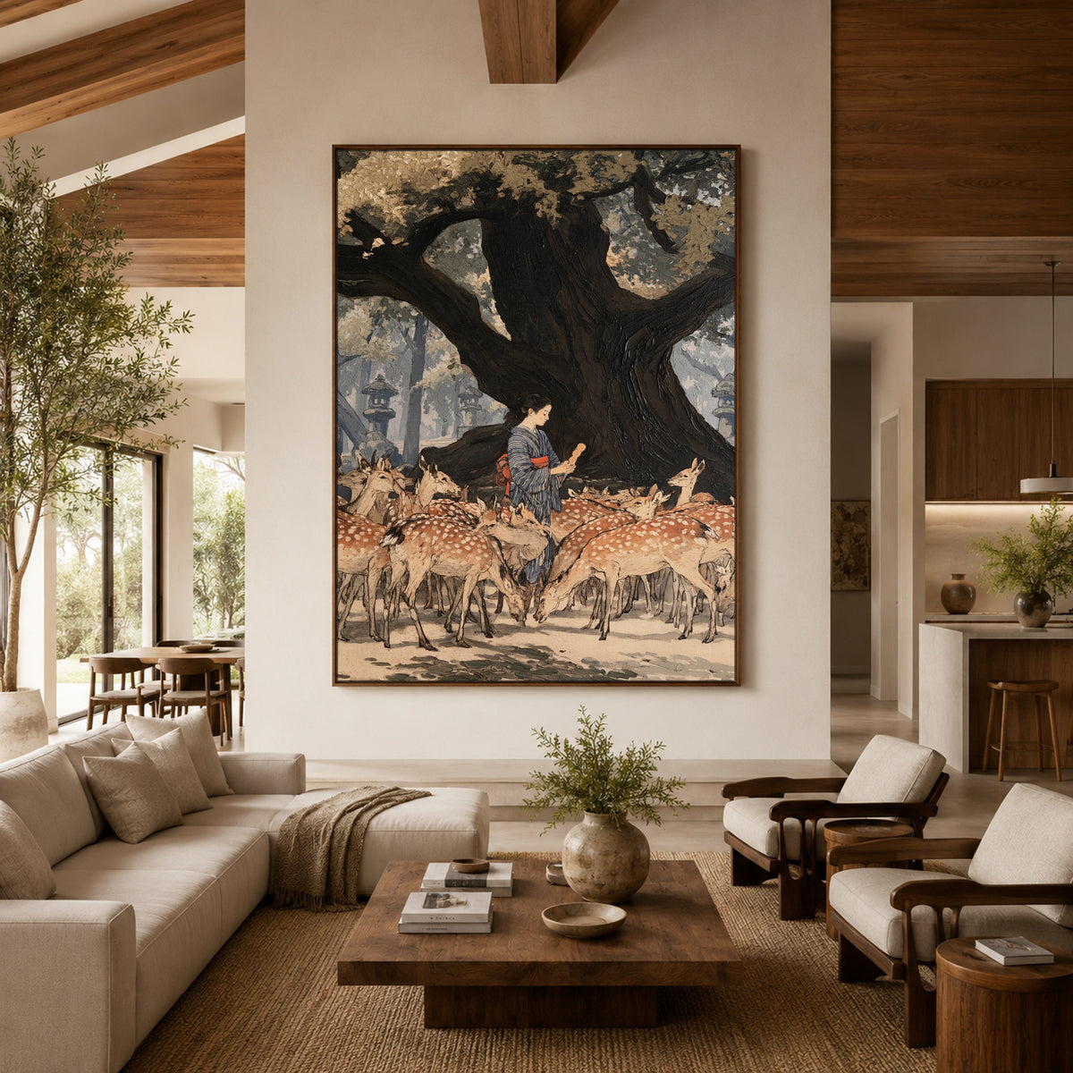 Beneath the Ancient Tree - interior setting 3 - expressive contemporary art painting