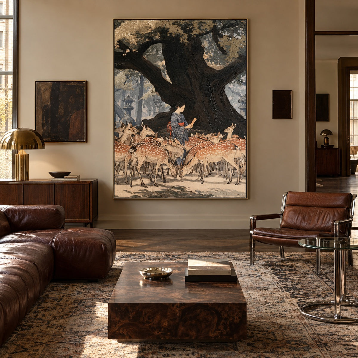 Beneath the Ancient Tree - interior setting 4 - expressive contemporary art painting