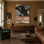 Beneath the Ancient Tree - interior setting 5 - expressive contemporary art painting