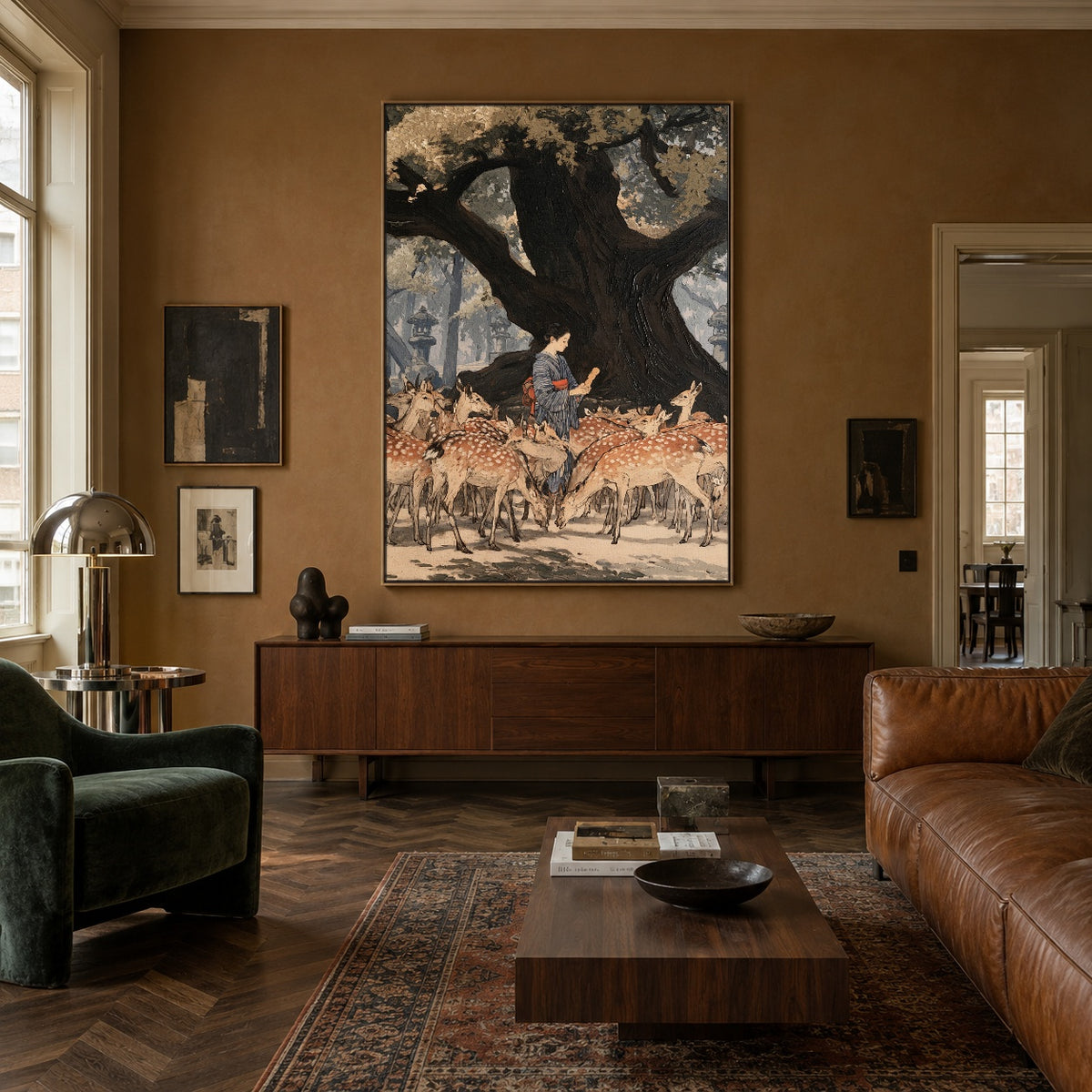 Beneath the Ancient Tree - interior setting 5 - expressive contemporary art painting