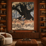 Beneath the Ancient Tree - interior setting 7 - expressive contemporary art painting