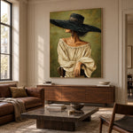 Beneath the Wide Brim - front-view living-room hero - expressive contemporary art painting