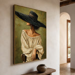 Beneath the Wide Brim - oblique view - expressive contemporary art painting