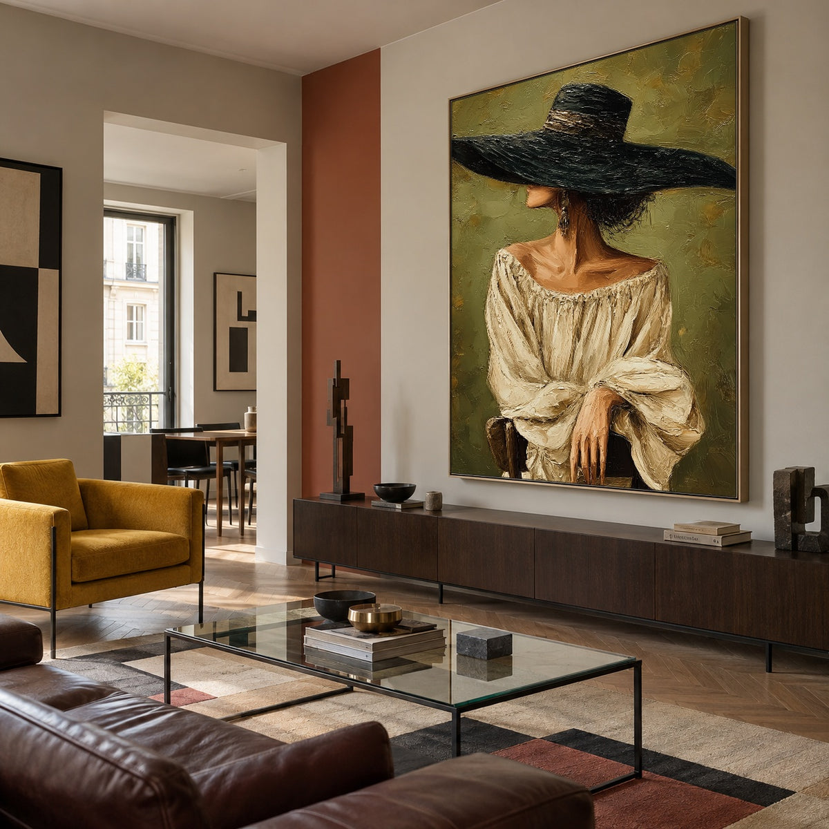Beneath the Wide Brim - interior setting 6 - expressive contemporary art painting