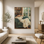 Between Books and Daydreams - interior setting 3 - expressive contemporary art painting