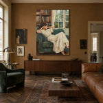 Between Books and Daydreams - interior setting 4 - expressive contemporary art painting