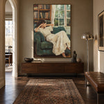 Between Books and Daydreams - interior setting 6 - expressive contemporary art painting