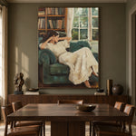 Between Books and Daydreams - interior setting 8 - expressive contemporary art painting