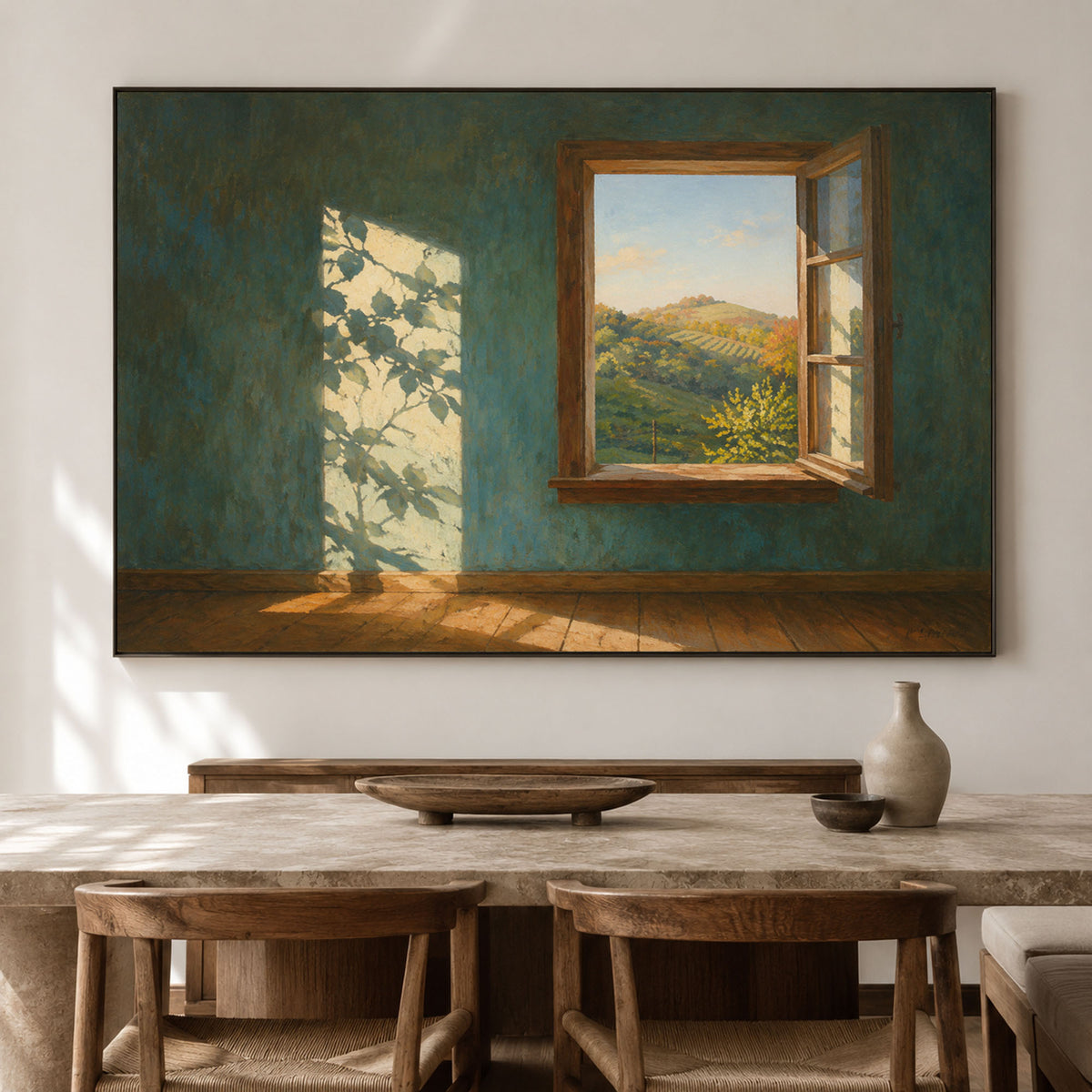 Beyond the Open Window - interior setting 04 - expressive contemporary art painting