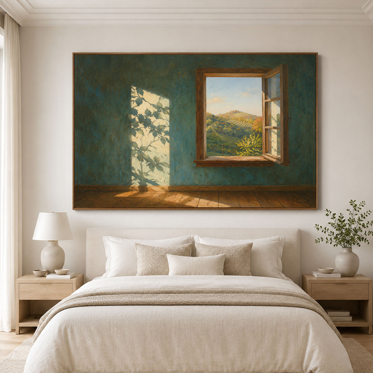 Beyond the Open Window - interior setting 05 - expressive contemporary art painting