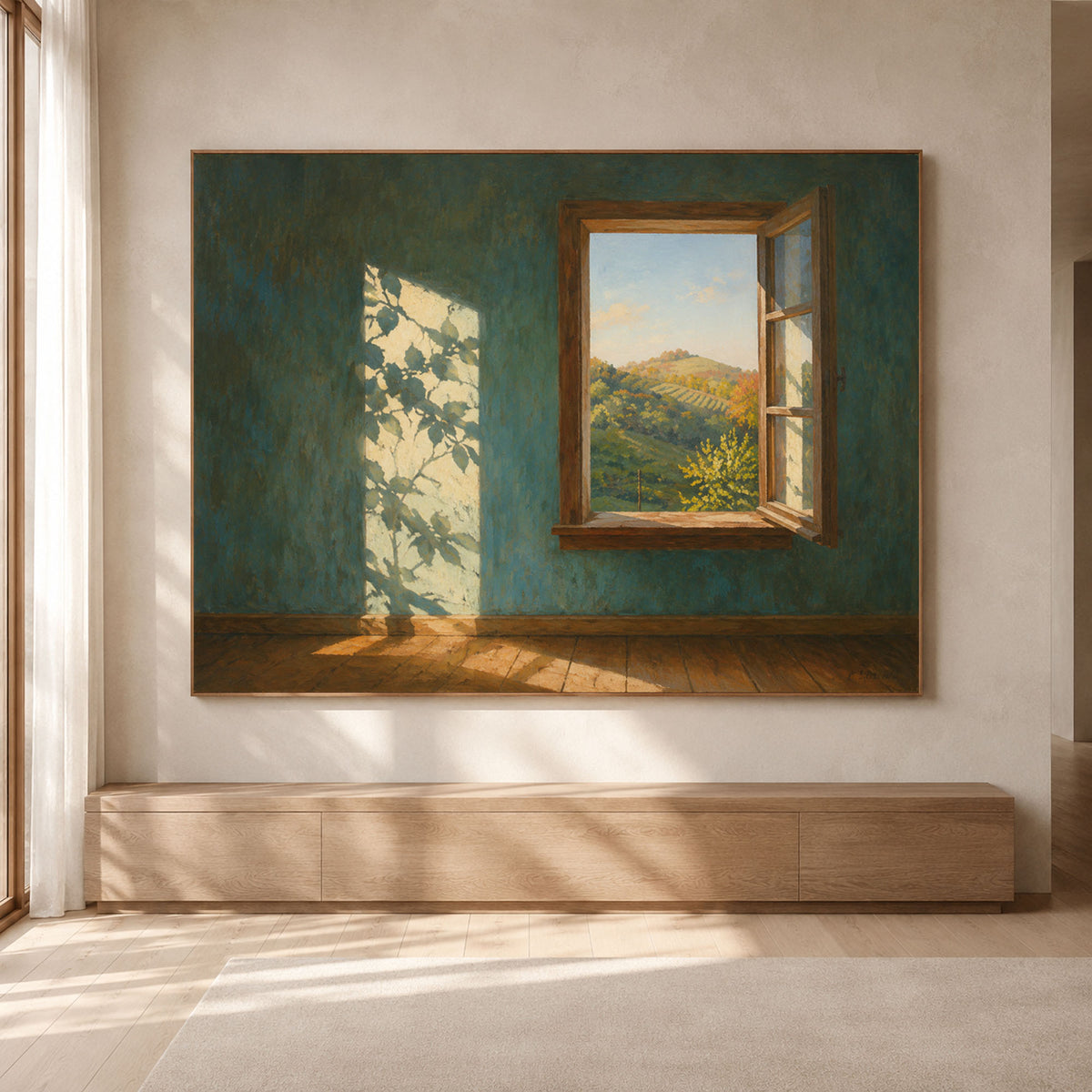 Beyond the Open Window - interior setting 06 - expressive contemporary art painting