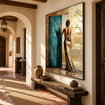 Beyond the Turquoise Door - oblique view - expressive contemporary art painting