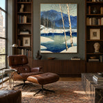 Birches Beside Blue Water - interior setting 4 - expressive contemporary art painting