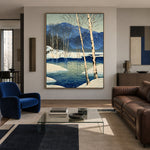 Birches Beside Blue Water - interior setting 5 - expressive contemporary art painting