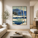 Birches Beside Blue Water - interior setting 6 - expressive contemporary art painting