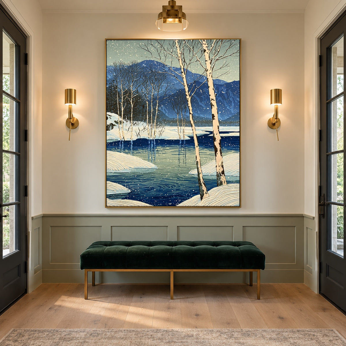 Birches Beside Blue Water - interior setting 7 - expressive contemporary art painting