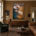 Blossom Branch Copper Sky - interior setting 4 - expressive contemporary art painting