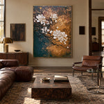 Blossom Branch Copper Sky - interior setting 5 - expressive contemporary art painting