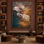 Blossom Branch Copper Sky - interior setting 6 - expressive contemporary art painting