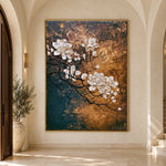 Blossom Branch Copper Sky - interior setting 8 - expressive contemporary art painting