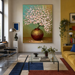 Blossom Cloud in Bronze - front-view living-room hero - expressive contemporary art painting