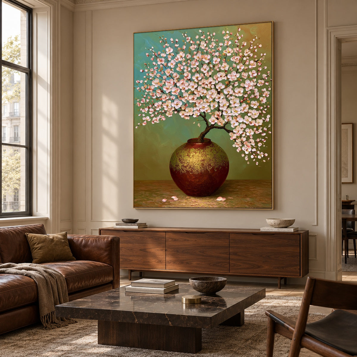 Blossom Cloud in Bronze - interior setting 3 - expressive contemporary art painting
